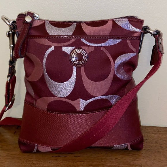 Coach Signature Metallic Stripe Crossbody Bag - Picture 1 of 15